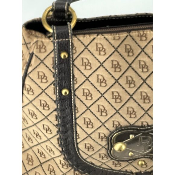 Dooney & Bourke Monogram Satchel Bag With Tassel & Green Duck Charm - Picture 10 of 16